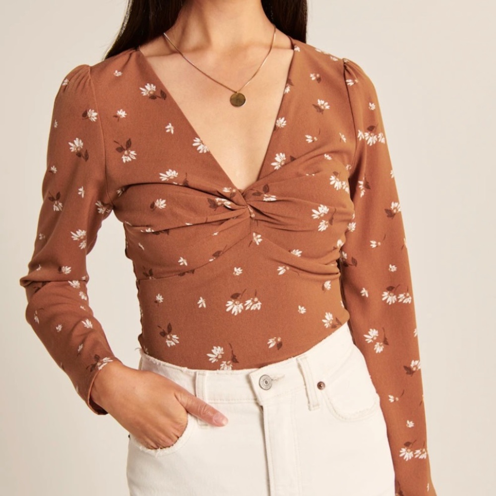 A&F Long-Sleeve Twist-Front Blouse
